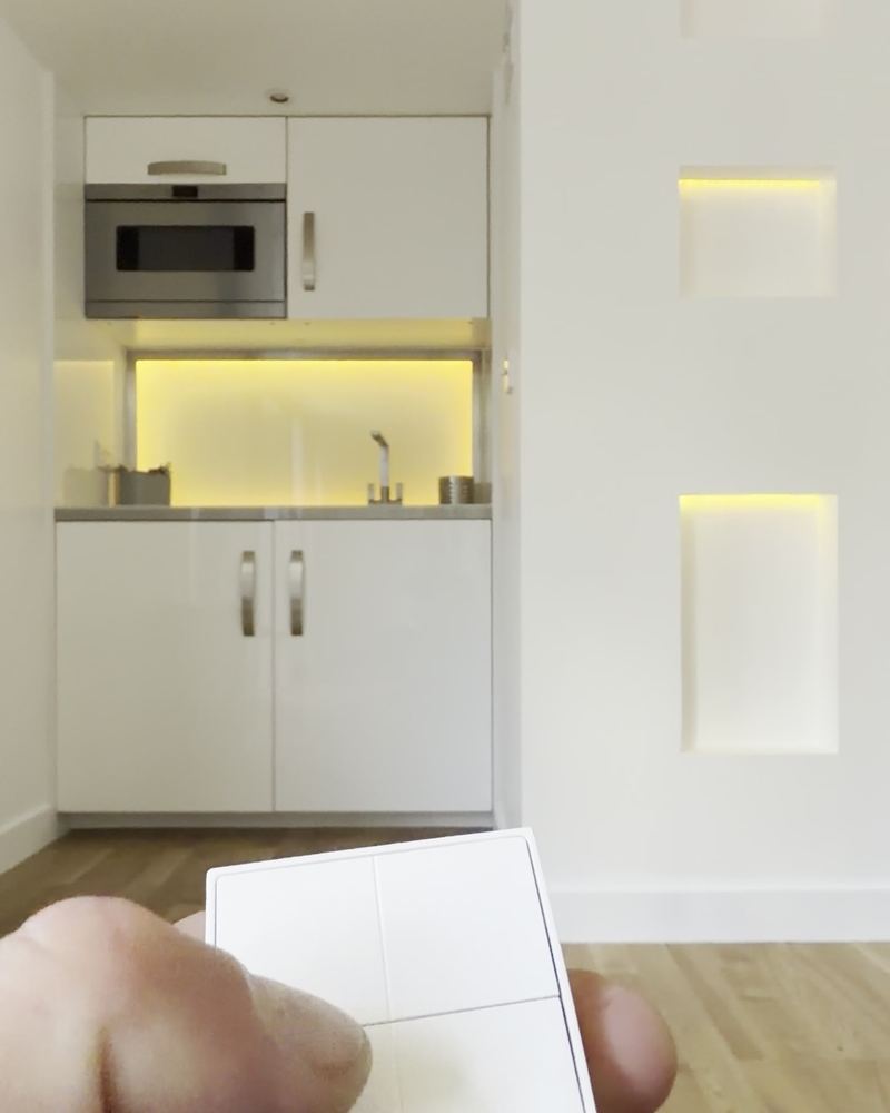 Kitchen niches lit warm white